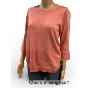 J. Jill Coral Speckled 3/4 Sleeve Knit Top